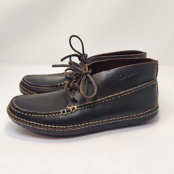 Cabelas Men Brown Leather Chukka Moccasin Ankle Boots Size 7 Lace Up Stitching - Picture 6 of 11